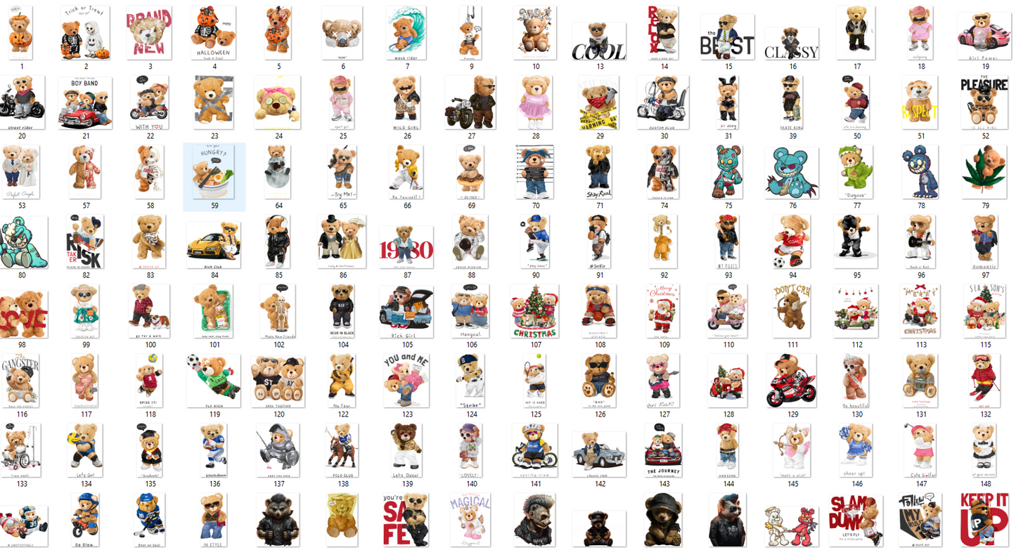 +300 PNG TEDDY BEAR  DISEÑOS EN TENDENCIA 300DPI PARA DTF +ACTUALIZACIÓN